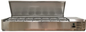 Réfrigérateur commercial <span class=keywords><strong>Banc</strong></span> à salade en verre plat Tops Vrx1800/380 Réfrigérateur pour aliments montrant un <span class=keywords><strong>comptoir</strong></span> refroidisseur - Product Image 3