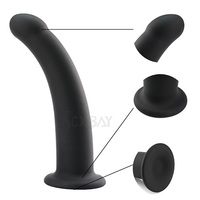 SEXBAY Dildo de Silicona Suave Ecológico de Alta Calidad con Correa Grande, Base Curva con Succión, 100% Impermeable, Juguete Sexual Negro para Mujeres