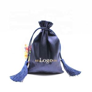 Pochette en satin vert et bleu avec cordon de serrage, réversible, pour bijoux et rouge à lèvres, emballage textile avec ruban pour cadeaux - Product Image 4