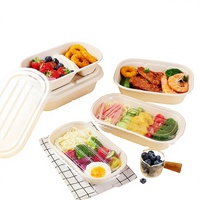 Boîte à lunch biodégradable jetable en pulpe, compatible micro-ondes, pratique, simple, pour repas minceur, fitness, restauration rapide, à emporter, bento, sushi