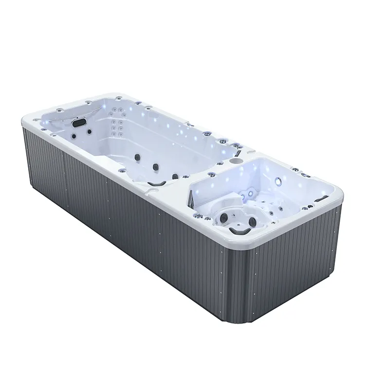 Piscina de hidromasaje rectangular de fibra de vidrio al por mayor, sistema de control de Balboa SpA, piscina de spa al aire libre con certificado americano