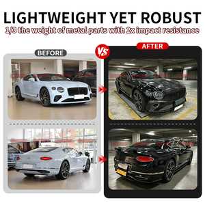 Kit carrosserie pour Bentley Continental GT style MSY en fibre de carbone sèche : diffuseur avant et arrière, jupes latérales, calandre principale, aileron arrière - Product Image 2