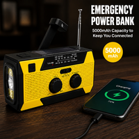 Radio météo d'urgence 5000 mAh avec alerte NOAA, lampe torche solaire à manivelle pour la saison des ouragans, kit de survie transfrontalier