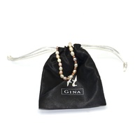 Pochette de rangement pour bijoux en velours satiné noir épais personnalisée avec doublure en velours