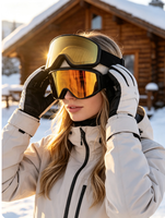 Masque de ski/snowboard magnétique pour femme, anti-buée, double lentille cylindrique, compatible avec les lunettes de vue, en PVC/EVA/ABS