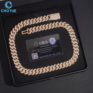 Cadena Cubana de Plata de Ley 925 con Moissanita, Estilo Hip Hop Clásico de Miami, Joyería con Moissanita Engastada, MOQ Bajo - Product Image 3
