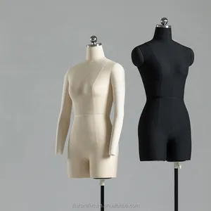 Maniquíes femeninos de media carrocería, Material de plástico blanco/negro de alta calidad con ruedas para tienda de ropa