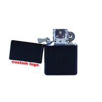 Briquet à pétrole en métal à tête plate, personnalisable avec logo, classique, coupe-vent, rechargeable, pour cigarettes