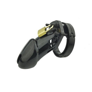 Cage de chasteté masculine en résine avec 5 anneaux pour pénis, verrouillage MUQU ZC-3108, noir/blanc/rose, jouet sexuel de bondage pour hommes - Product Image 1