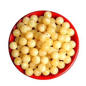 LANGYUE Ambra Naturale Sfusa, Colore Giallo/Bianco, Dimensione 10mm, Effetto Ottico a Stella, Lucidata per Creazione di Gioielli - Product Image 1