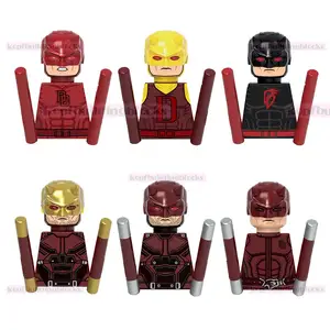 X0346 süper kahramanlar renkli Daredevil uçan kör Mini tuğla araya yapı blok şekil çocuk plastik oyuncaklar Juguetes
