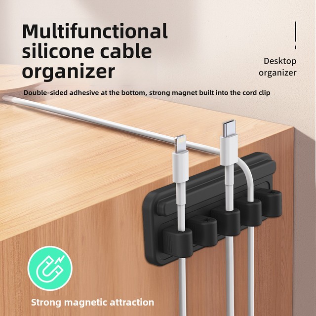 Multi-Purpose Magnetic Silicone Cable Staples Cord Organizer Charger Cable Storage Clips for Home Office Desk Phone Cable Wire