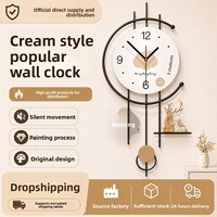 Jam Dinding Minimalis Kreatif Berbentuk Persegi Panjang Berbahan Logam, Gaya Krim, Kelas Atas, Menggunakan Baterai, untuk Ruang Tamu, Dekoratif Bergaya
