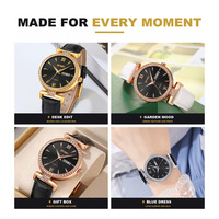 SKMEI 2090 Analoge Quarz-Uhr für Damen Weiches Lederarmband 3ATM Wasserdicht Schicke Damen-Armbanduhr