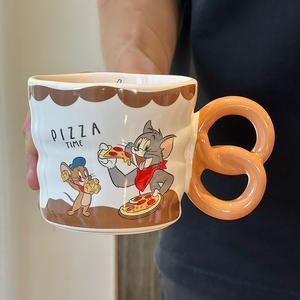 Zuo Mu Tom And Jerry <b>Ceramic</b> <b>Mug</b> Double Ring Handle Heat Resistant Breakfast Cup For Home Office Gift - Product Image 4