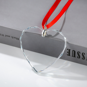 Bianco chiaro di cristallo a forma di cuore di natale decorazione dell'albero appeso natale ornamenti di vetro all'ingrosso - Product Image 4