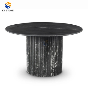 Mesas de Comedor de Mármol Estilo Nórdico, Mesa de Comedor Minimalista de Piedra Blanca con Patas de Madera para Salas de Estar Pequeñas - Product Image 1