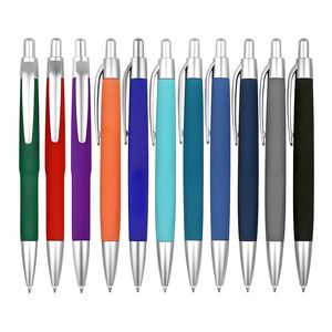 Wholesale Press Aluminum Ballpoint Pen Soft Touch Click <b>Plastic</b> Pen 1.0mm Medium Aluminum <b>Rod</b> Ballpoint Pen With Black Ink - Product Image 3