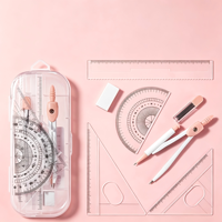 Kit de 8 compas géométriques Macaron pour le dessin mathématique, avec règle, équerre, rapporteur et gomme, pour la papeterie scolaire