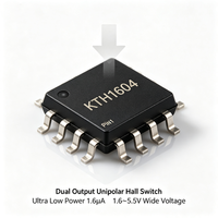 CONNTEK KTH1604 Interrupteur à effet Hall bipolaire à double sortie SMD ultra basse consommation 1.6V-5.5V 22-46Gs 5Hz/20Hz Mini 1010 TWS pour ordinateur portable