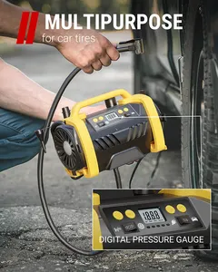 Tire Inflator Portable Air Compressor-12V DC/110V AC Car Tire Pump For Air Mattress Beds Boats With Inflation And Deflation