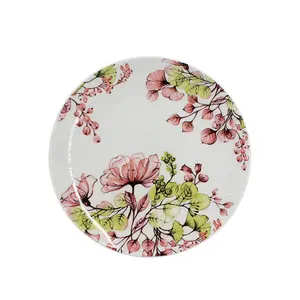 Billige Teller setzt Geschirr Porzellan mit Blumen Design flache Keramik platte