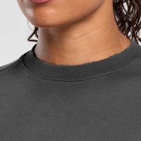 Sweat-shirt court de sport à encolure ras du cou pour femmes, léger, ourlet élastique, avec logo personnalisé