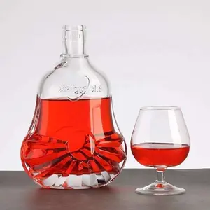 Fancy premium Unique Shaped Wine Glass Bottle with Cap 750ml glass liquor bottles wholesale