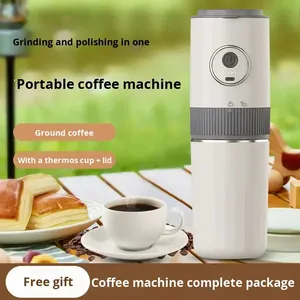 Mini moulin à café électrique portable d'extérieur entièrement automatique en acier inoxydable USB pour la préparation du café en voiture, isolé - Product Image 5