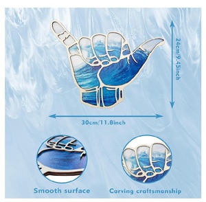 Decoración de habitación de guardería, decoración de pared de <span class=keywords><strong>Surf</strong></span>, cartel suelto para colgar, Hawaii <span class=keywords><strong>Aloha</strong></span> Surfer, forma de mano, dedo, Shaka, cartel de pared de madera - Product Image 6