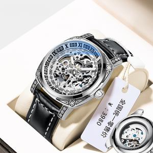 Reloj mecánico retro hecho a mano, hueco, deportivo, para negocios, resistente al agua, con manecillas luminosas, correa de cuero de 22 mm, estilo de moda para hombre - Product Image 5