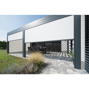 Stores verticaux coupe-vent à fermeture éclair, manuels ou motorisés, pour terrasse extérieure, pare-soleil en polyester/aluminium - Product Image 1
