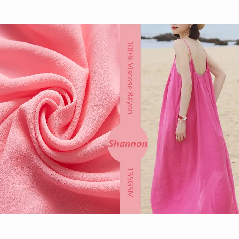 2023 New Fashion 100% Rayon Viskose gefärbt Popel ine Crêpe Stoff üppig rot für Kleid