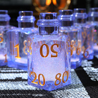 Ensemble de dés polyédriques en résine violet clair faits à la main, en forme de flacon de potion, avec noyau liquide lisse, pour jeux de rôle et de société (RPG DnD) - Bottle8
