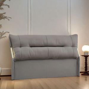 Upholstered Modern Minimalist Luxury Single Headboard Genuine Leather Solid Wood <b>Backrest</b> Floor Standing Bedroom Use - Product Image 2