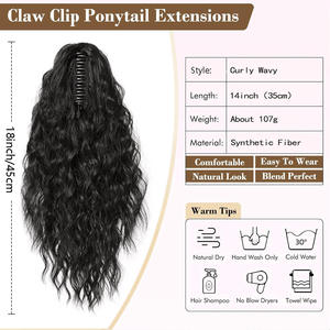 Perruque queue de cheval de marque nationale, extensions de cheveux longs ondulés, résistantes à la chaleur, application facile, 140g PY673 - Product Image 4