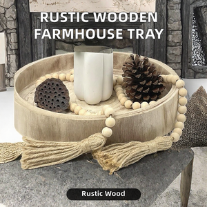 Plateau de table basse rustique en bois, style ferme, multifonctionnel, pour décoration intérieure, centre de table décoratif pour mariages et Noël - Product Image 2