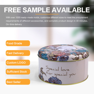 Hộp đựng bánh quy kim loại hình tròn, kích thước lớn, chất lượng thực phẩm, bán buôn JYB, dùng cho Giáng sinh - Product Image 3