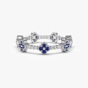 Fine 925 Sterling Silver14K <strong>Gold</strong> Plated Eternity Stackable Blue Cubic Zirconia <strong>Dainty</strong> Jewelry Famous Clover <strong>Rings</strong> for Women - Product Image 2