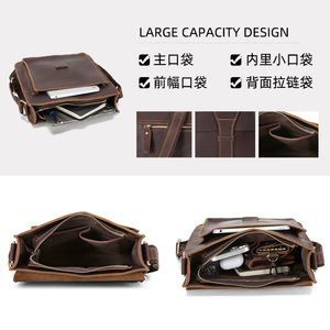 Bolso Bandolera Retro de Cuero Vacuno para Hombre Dujiang, Estilo con Solapa, Gran Capacidad, para Negocios y Viajes - Product Image 3