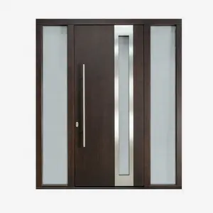 villa entry doors Exterior front solid main wood with sidelights modern frosted glass front Exterior door