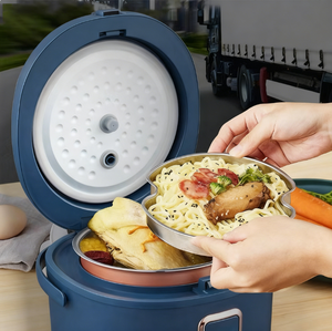 Mini-cuiseur à <span class=keywords><strong>riz</strong></span> électrique portable multifonctionnel <span class=keywords><strong>de</strong></span> 2 L en forme <span class=keywords><strong>de</strong></span> tambour, en plastique, pour voiture et maison, avec cuve antiadhésive, spatule et tasse doseuse - Product Image 4