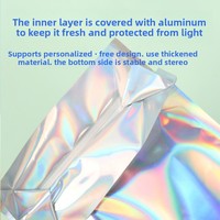 Sac en plastique pour grains de café, impression gravure personnalisée, 250g, résistant à l'humidité, fond carré avec valve et effet hologramme laser