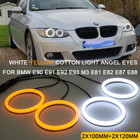 Nouvelles feux de signalisation de direction à LED pour voiture, personnalisables en usine, type Halo Rings, Angel Eyes, en coton, bicolores blanc et jaune, 12V
