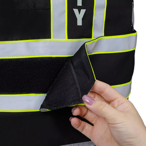 ANSI Class <span class=keywords><strong>2</strong></span> Reflektierende Sicherheits weste Neues Design Schwarz Konstruktion Klett verschluss Benutzer definiertes Druck logo - Product Image 5