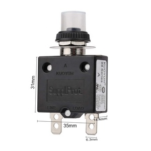 <span class=keywords><strong>Disjoncteur</strong></span> thermique Kuoyuh 15A à <span class=keywords><strong>bouton</strong></span>-poussoir manuel, bornes à connexion rapide, réinitialisation - Product Image 2