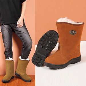 Bottes de neige Mengxue, chaudes, à semelle épaisse, courtes, d'hiver, unisexes, pour adultes, couleur unie, talon moyen, antidérapantes, durables - Product Image 3