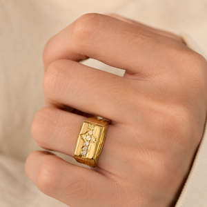 Anello con Design Quadrato Effetto Craquelé, Stile Creativo per Uomo e Donna - Product Image 3