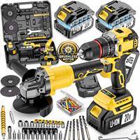 Kit combiné perceuse-visseuse sans fil 20V et meuleuse d'angle sans balais pour le bricolage, le travail du bois et la découpe de métal avec accessoires