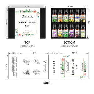 맞춤형 라벨 천연 아로마 테라피 디퓨저 오일 향수 에센셜 오일 선물 세트 12pcs